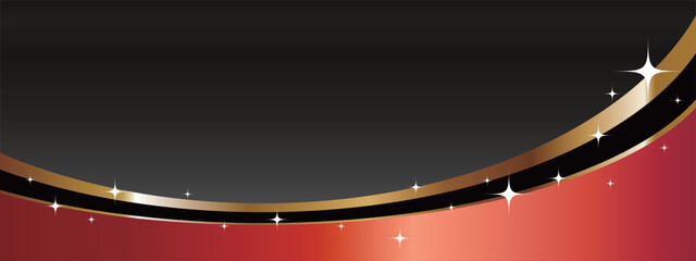 高級感のあるラインとグラデーションのバナー　ブラック＆レッド