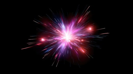 Fototapeta premium Vibrant Explosion of Light and Color in a Dark Background with Radiating Splashes of Energy and Brightness for Creative Uses