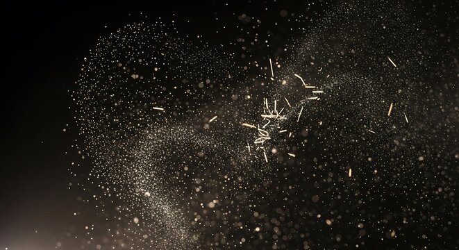 Explosion of dust and debris in a dark environment. - Powered by Adobe
