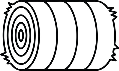 Hay Bale Line Icon - Farm Agriculture Fodder Vector Symbol