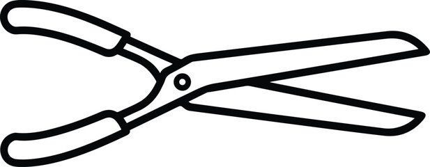 Hedge Shears Line Icon - Garden Pruning Clippers Vector Symbol