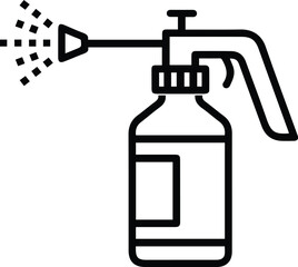 Spray Bottle Line Icon - Cleaning Disinfectant Vector Symbol