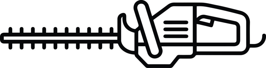 Hedge Trimmer Line Icon - Electric Garden Pruning Tool Vector Symbol