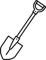 Shovel Spade Line Icon - Gardening Digging Tool Vector Symbol