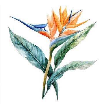 Vibrant tropical bird-of-paradise illustration