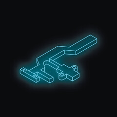 Futuristic neon blue plumbing system glowing on a black background, ideal for technology and innovation concepts