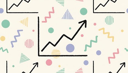 Retro 90s Memphis Style Growth Chart Background Pattern