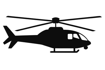 Helicopter black icon, Military helicopter silhouette art
