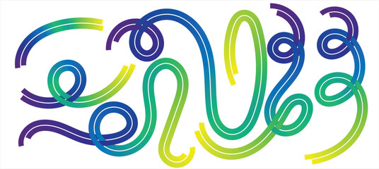 Colorful Gradient Scribble Line Collection – Vibrant Abstract Swirl Elements