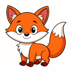 Cute Red Fox Coloring Page – Cartoon Forest Animal Line Art Illustration