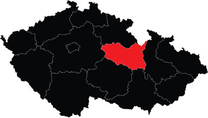 Obraz premium Vector Map of Pardubice Region on Czech Republic