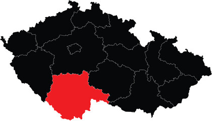 Vector Map South Bohemia Region on Czech Republic