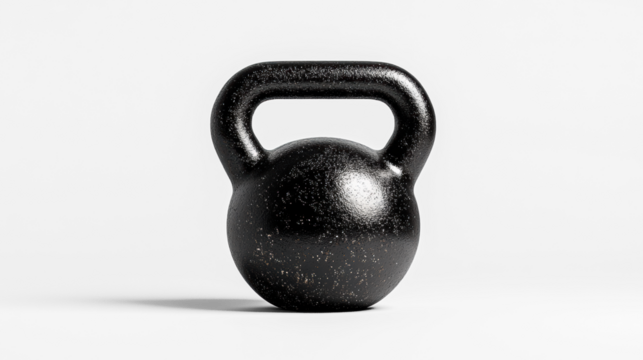 Black kettlebell on a transparent background