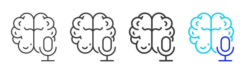 Mind Communication Icon Set Collection in Creative Outline Style for Business Featuring Multiple Thickness Variations Perfect for Workplace Health and Safety Design