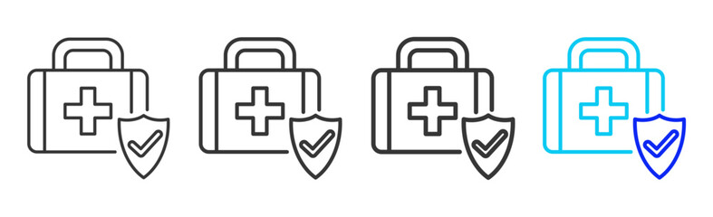 Fototapeta premium safety firstaid Icon Set Collection in Creative Outline Style for Business Featuring Multiple Thickness Variations Perfect for Workplace Health and Safety Design