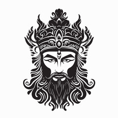 Vintage Marduk God Portrait Vector Illustration on white background