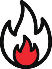 Obraz premium Hand drawn style red and black fire flame icon symbol. graphic illustration of heat, danger, energy, hot, warning, or warm concept. outline doodle element.