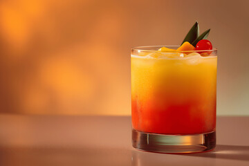 Sunset Mocktail with Cherry and Pineapple Twist