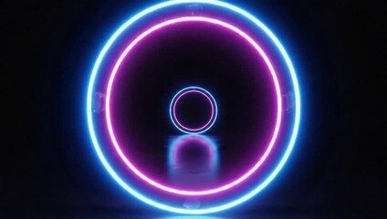 national science fiction day futuristic neon light rings abstract tunnel loop background