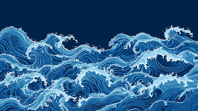 Deep blue sea waves create a calming ocean mood