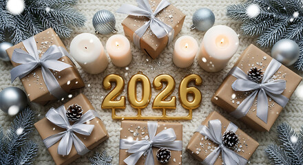 Festive 2026 new year gifts and candle decor, new year event