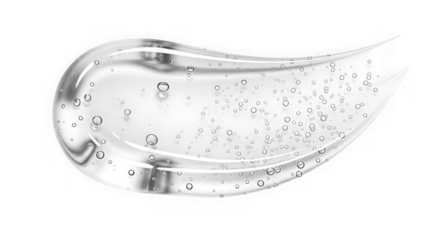 Transparent gel serum texture isolated on transparent background, cosmetic product swatch