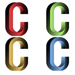 3D Metallic Letter C Logos ? Glossy Gradient Variations in Grid Format.ai