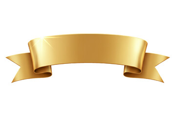 PNG. gold ribbon banner. Realistic shiny gold ribbon banner for celebration or sale design Isolated on transparent background.