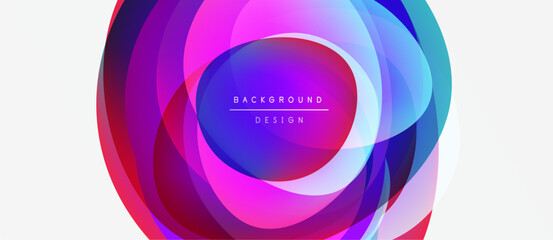 Abstract circular design. Vibrant colors blend, creating layered effect. Text reads background design within central shape. Modern, dynamic composition.