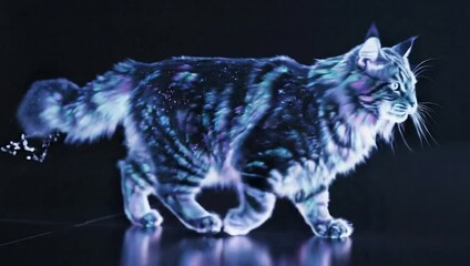 national science fiction day glowing sci-fi cat walking futuristic digital pet