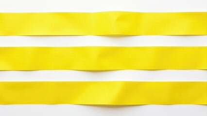 Three yellow tape strips on a white background