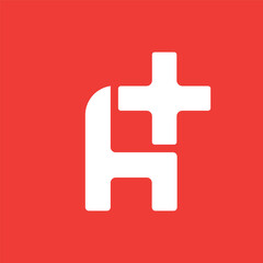Modern Healthcare Logo with Stylized H and Plus Sign logo symbol icon flat stock vector design