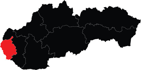 Fototapeta premium Vector Map of Bratislava Region on Slovakia Map