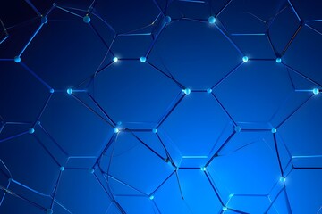 Naklejka premium Abstract blue network with glowing points and lines connecting for technology concept