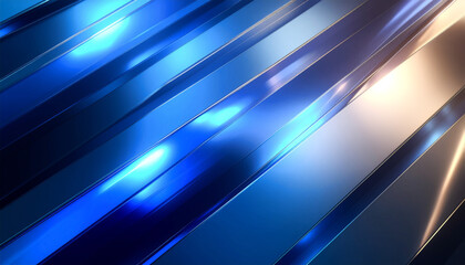 Abstract background with diagonal metallic and glass-like strips in blue and silver, featuring glossy reflections and dynamic gradients for a sleek, high-tech aesthetic.