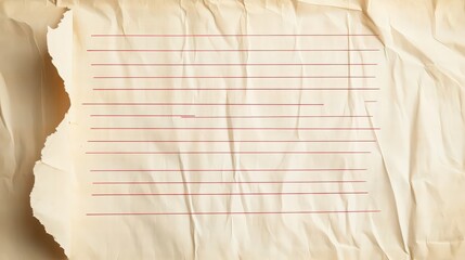 Crumpled paper with red horizontal lines and torn edges creating a textured background effect