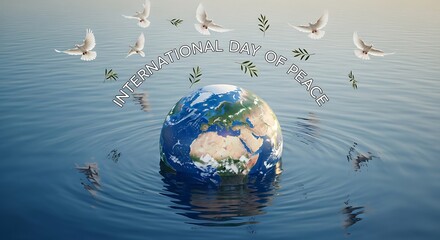 International day of peace earth doves water ripples harmony hope global celebration world unity