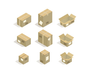 Fototapeta premium Stacked cardboard packaging boxes mockup design