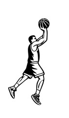 Fototapeta premium Basketball player jumping with ball in action pose