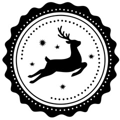 Christmas Stamp With Reindeer Solid Icon