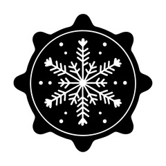 Christmas Stamp With Snowflake Solid Icon