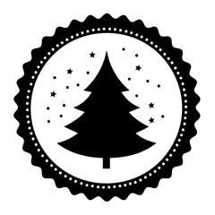 Christmas Stamp With Tree Solid Icon