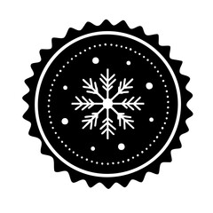 Christmas Stamp With Snowflake Solid Icon