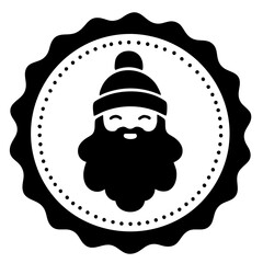 Christmas Stamp With Santa Solid Icon