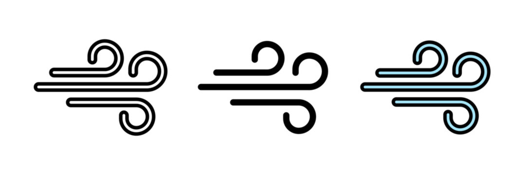 Wind icon representing wind, often depicted as curved lines or swirls indicating airflow or breeze, symbolizing weather, air movement, or natural elements.