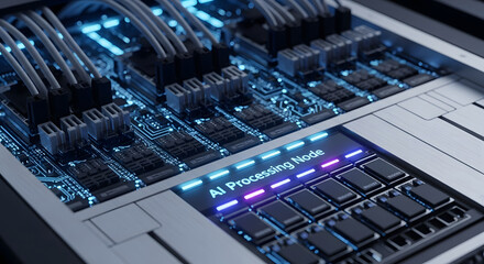 Advanced AI Server Core with Illuminated Processing Hardware