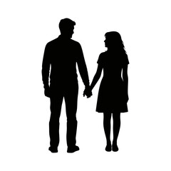 The silhouette of a couple holding hands