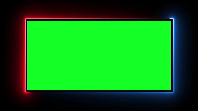 Glowing Neon Frame with Green Screen Background