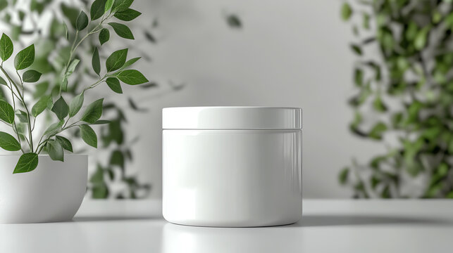 Jar and lid mockup on matte surface, mockup, food packaging display