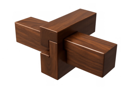 Wooden joinery skill showing intricate joint design for strong structure, craftsmanship, and precision, transparent background